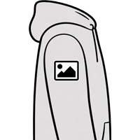 hoodie right sleeve print placement